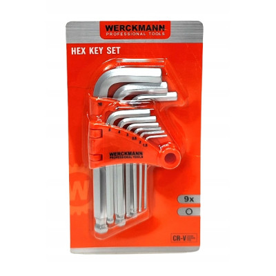 Zestaw kluczy imbusowych z kulką Werckmann - 9 sztuk IMBUSY HEX